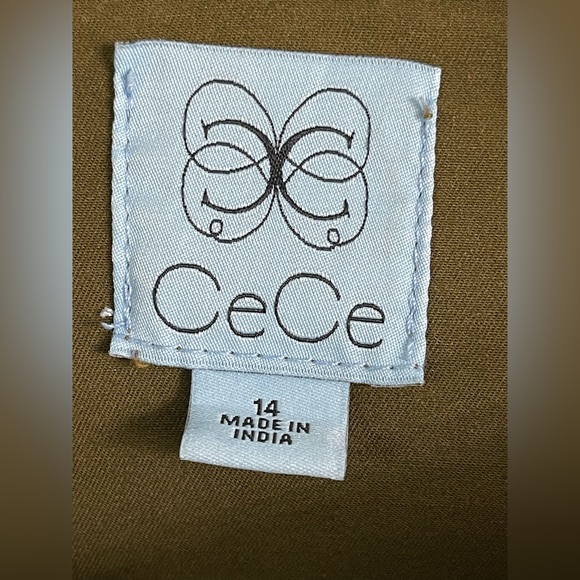 CECE by CYNTHIA STEFFE ARMY GREEN HOODED ANORAK W/ BUTTERFLY EMBROIDERY Sz 14 - Picture 2 of 8